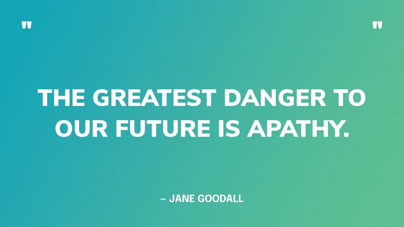 “The greatest danger to our future is apathy.” — Jane Goodall quote