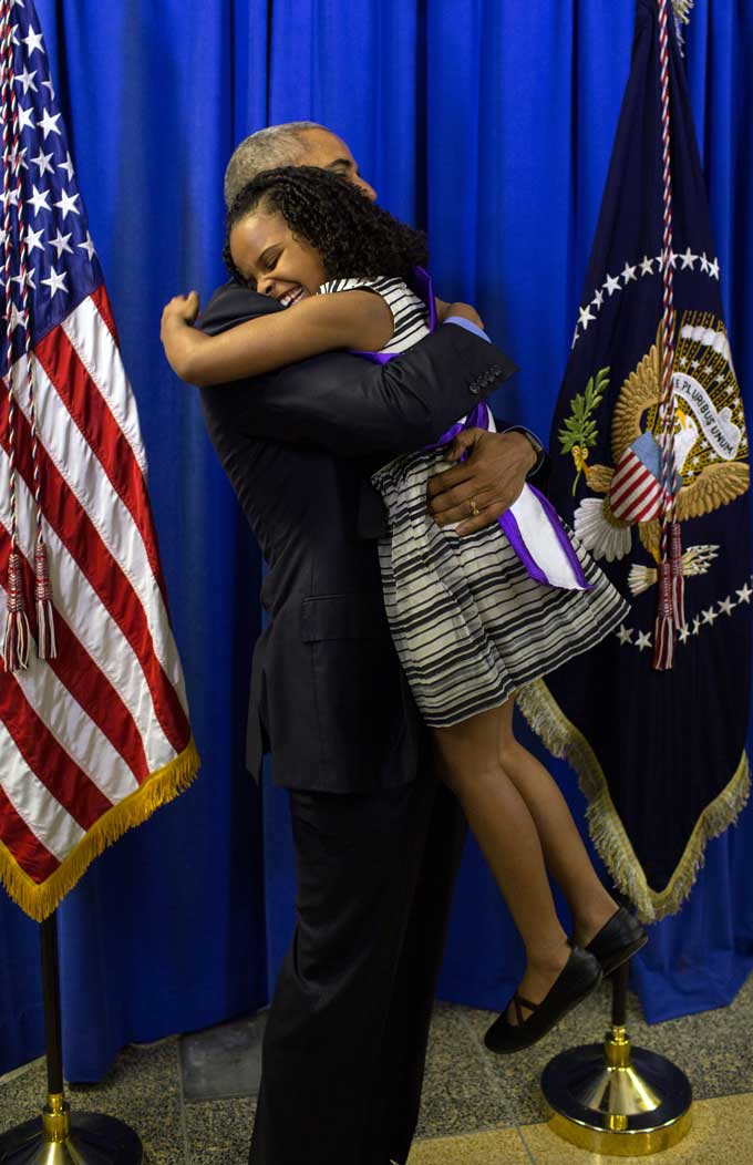 Little Miss Flint Being Hugged by President Obama