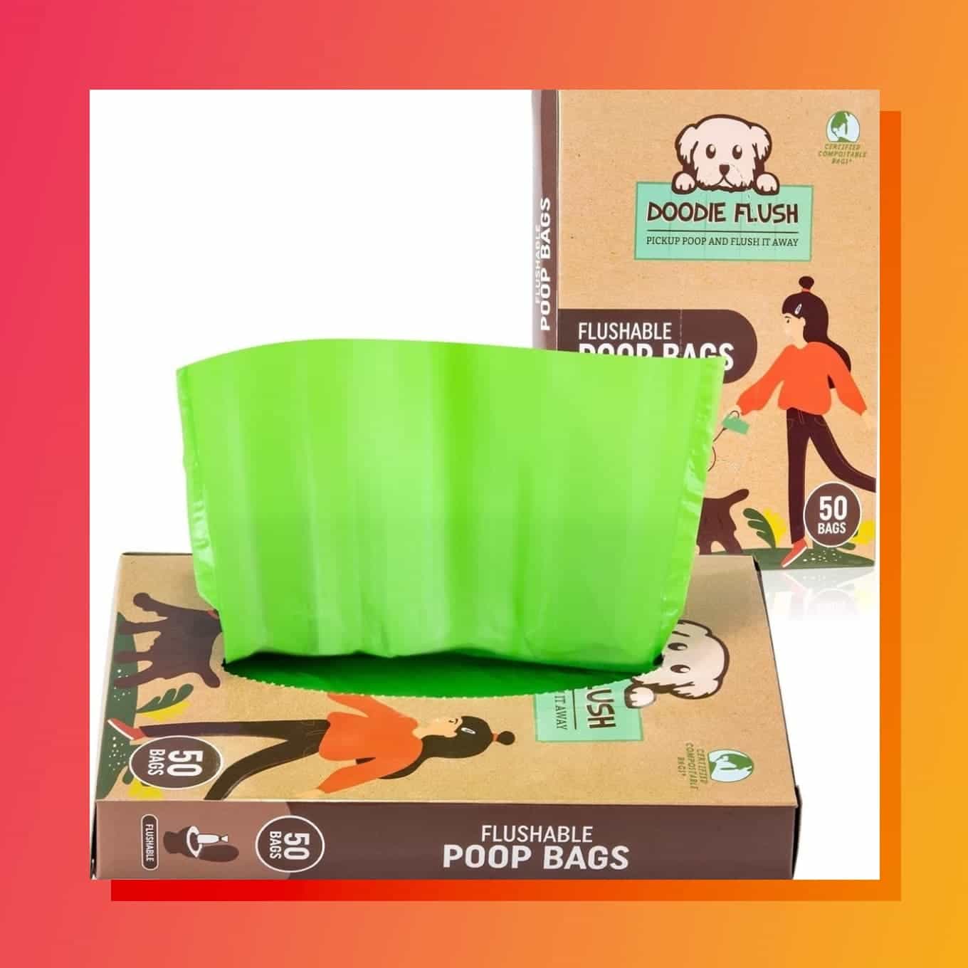 Box of Doodie Flush flushable dog poop bags