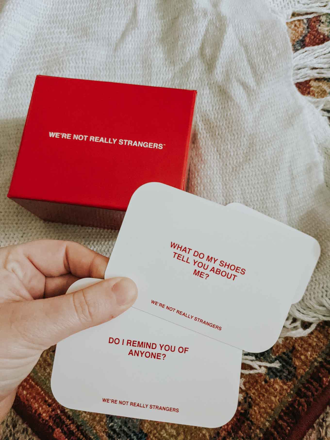 Conversation cards that say: What do my shoes tell you about me? Do I remind you of anyone?