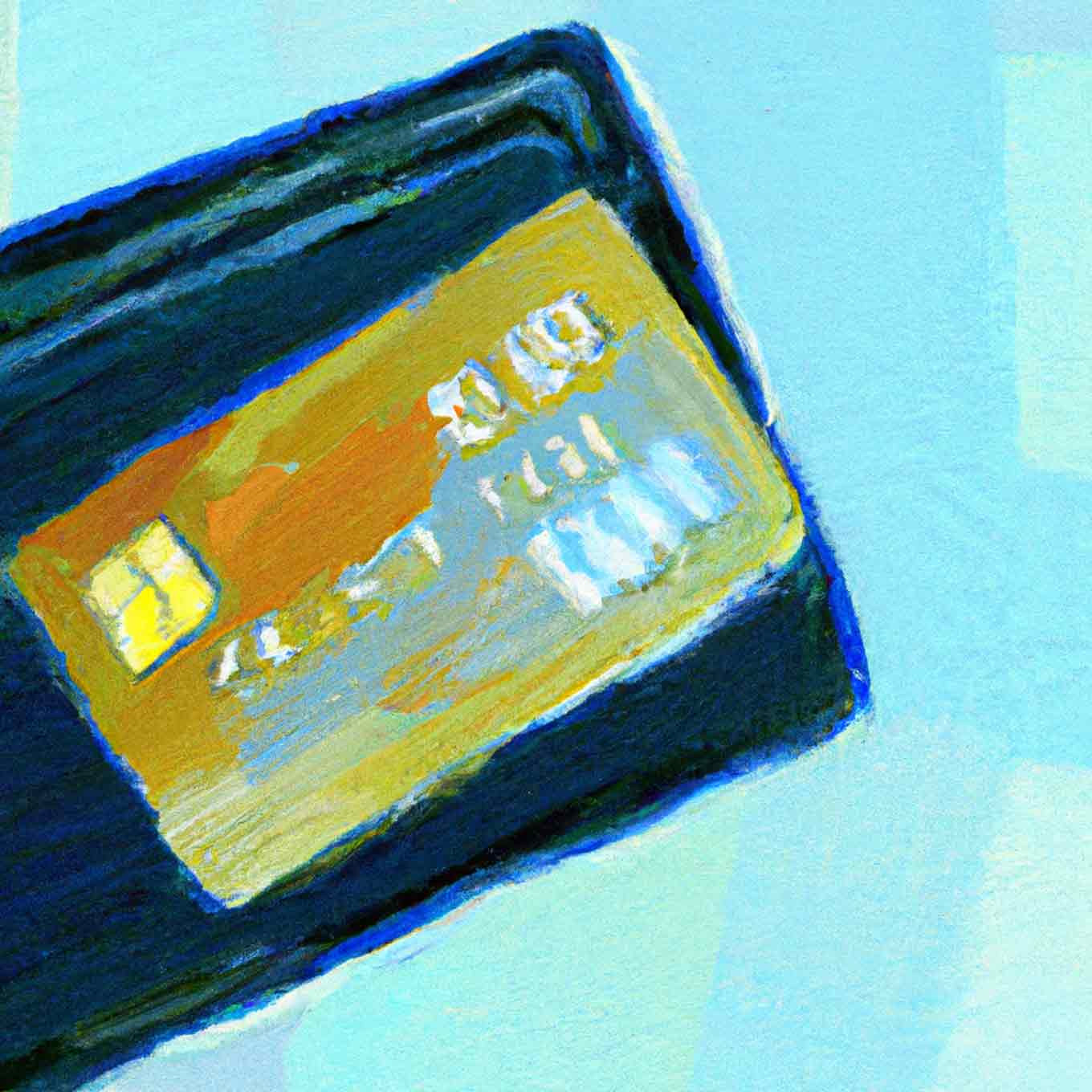 Abstract oil painting of a credit card