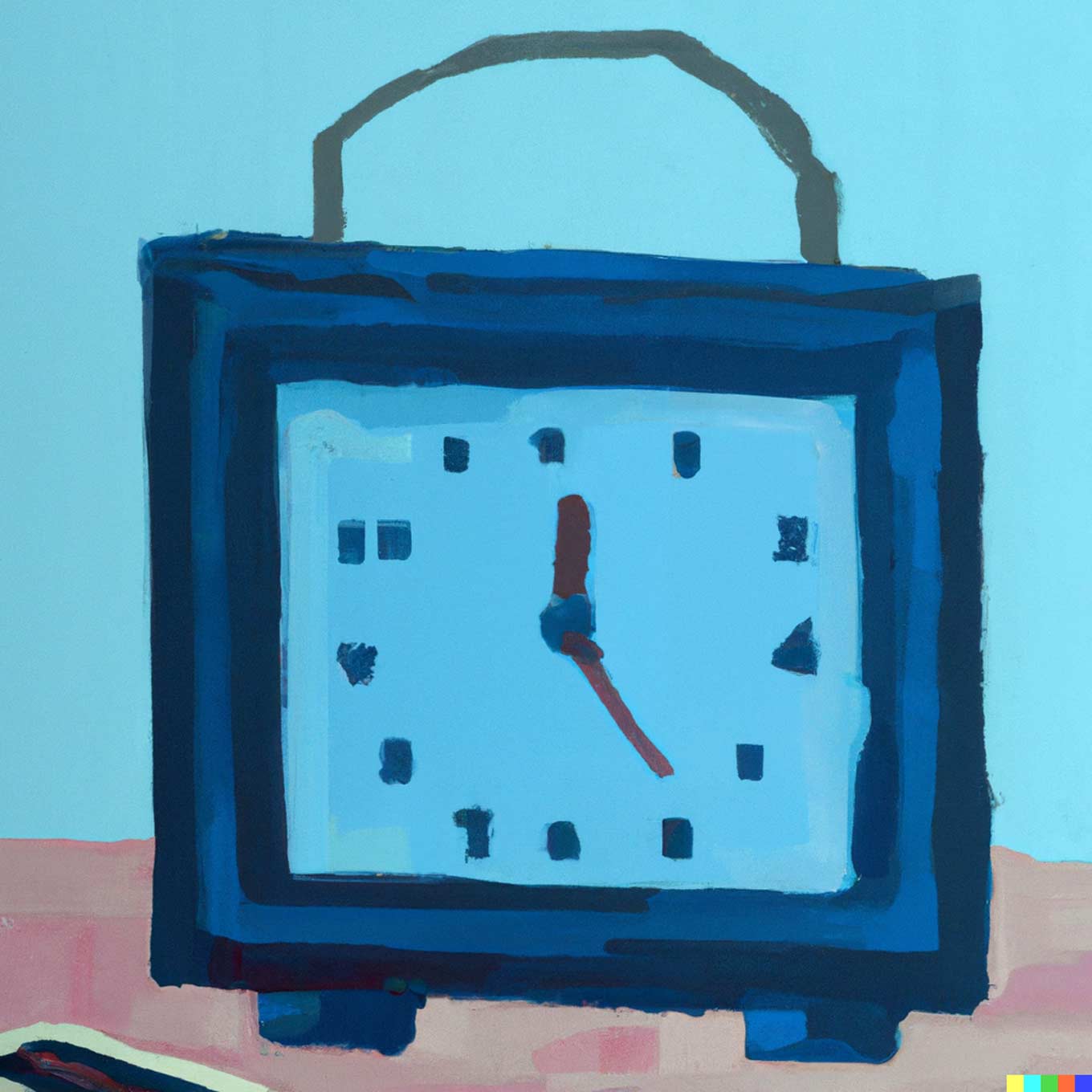 Abstract oil painting of a clock