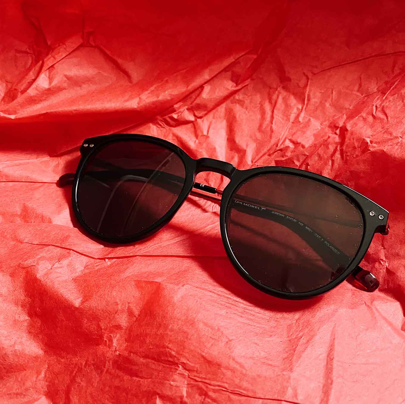 (RED) Morel Sunglasses, on a red background