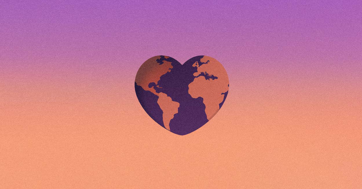 Variation of the World Humanitarian Day logo: A heart with continents in it