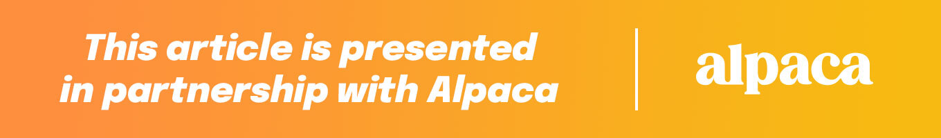 A yellow-orange bar reads "This article is presented in partnership with Alpaca."