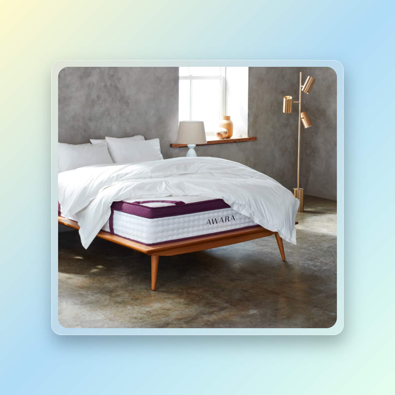 Awara mattress styled in a modern bedroom set