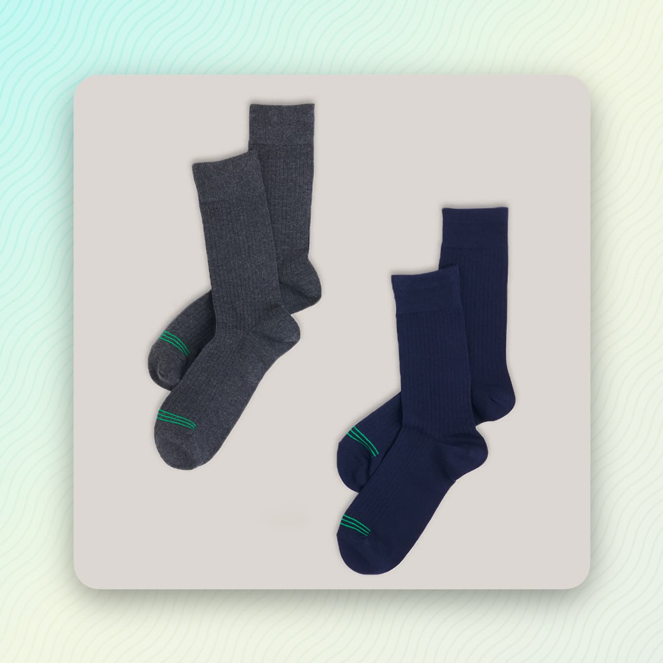 Simple socks with green lines from Pact