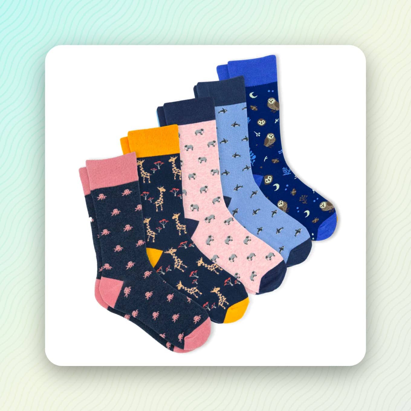 Socks covered in animals