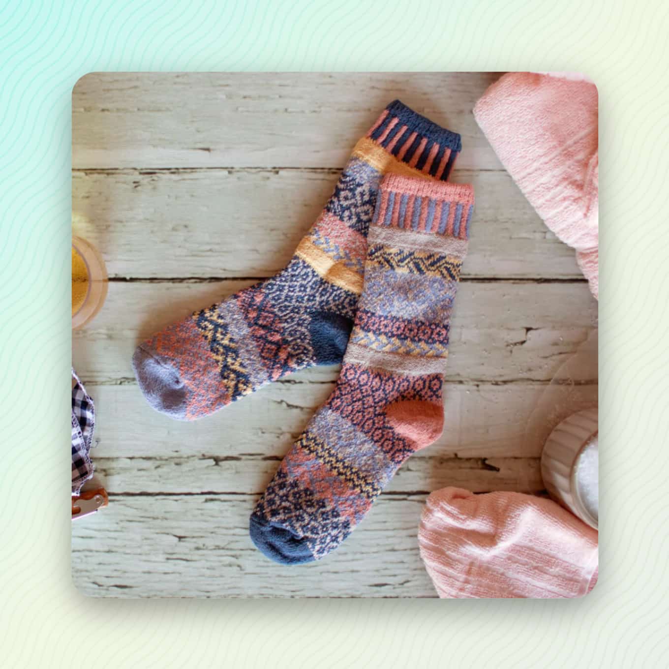 Warm cozy socks. in pastel colors