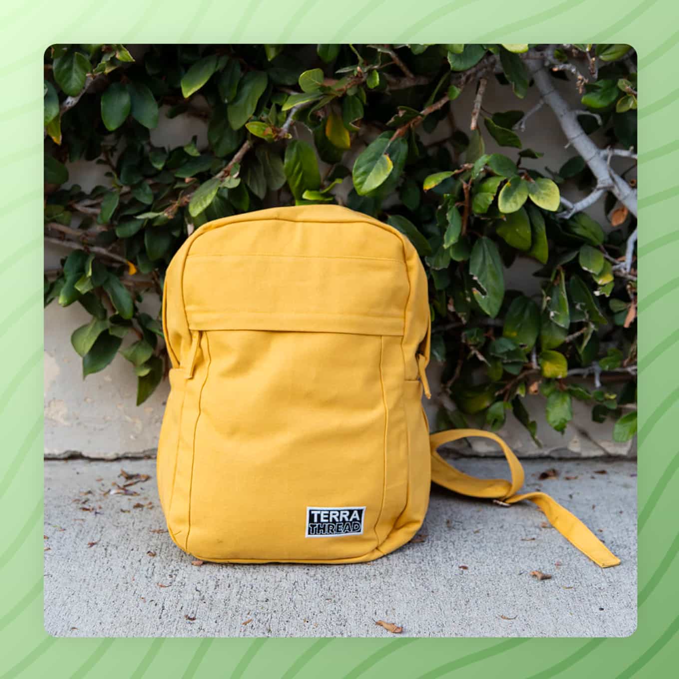 A yellow eco-friendly backpack