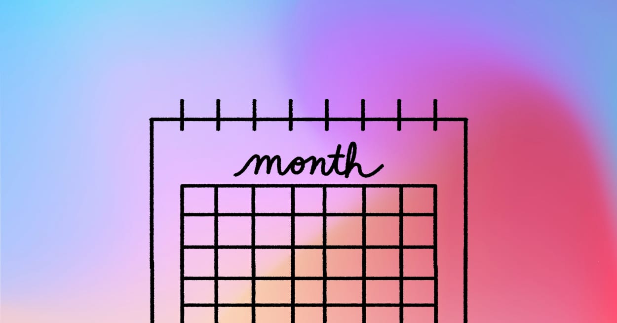 A simple hand-drawn Pride month calendar