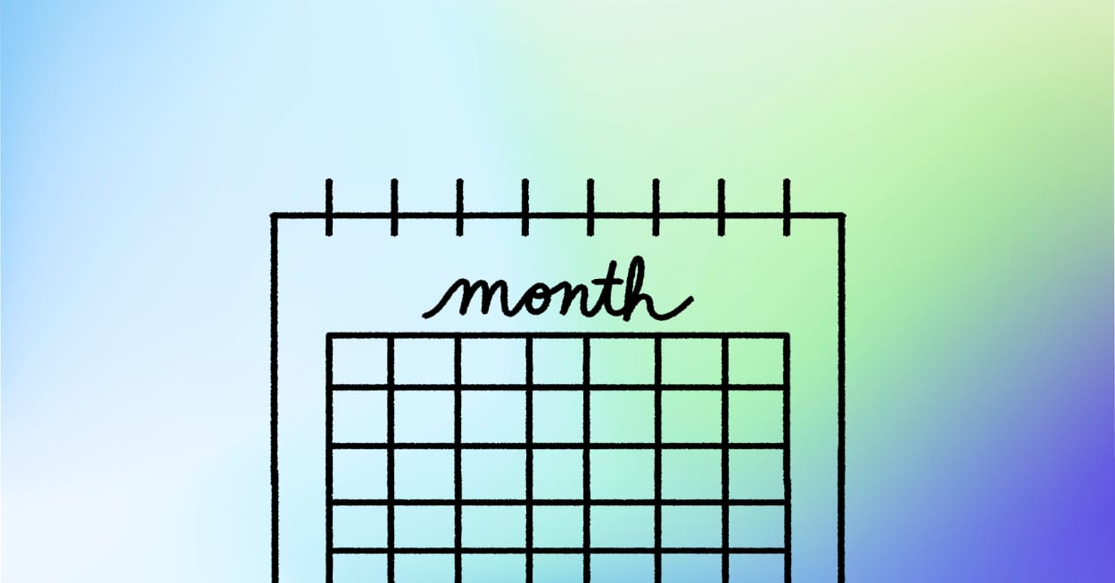Simple hand-drawn illustration of a calendar with the word "month" at the top