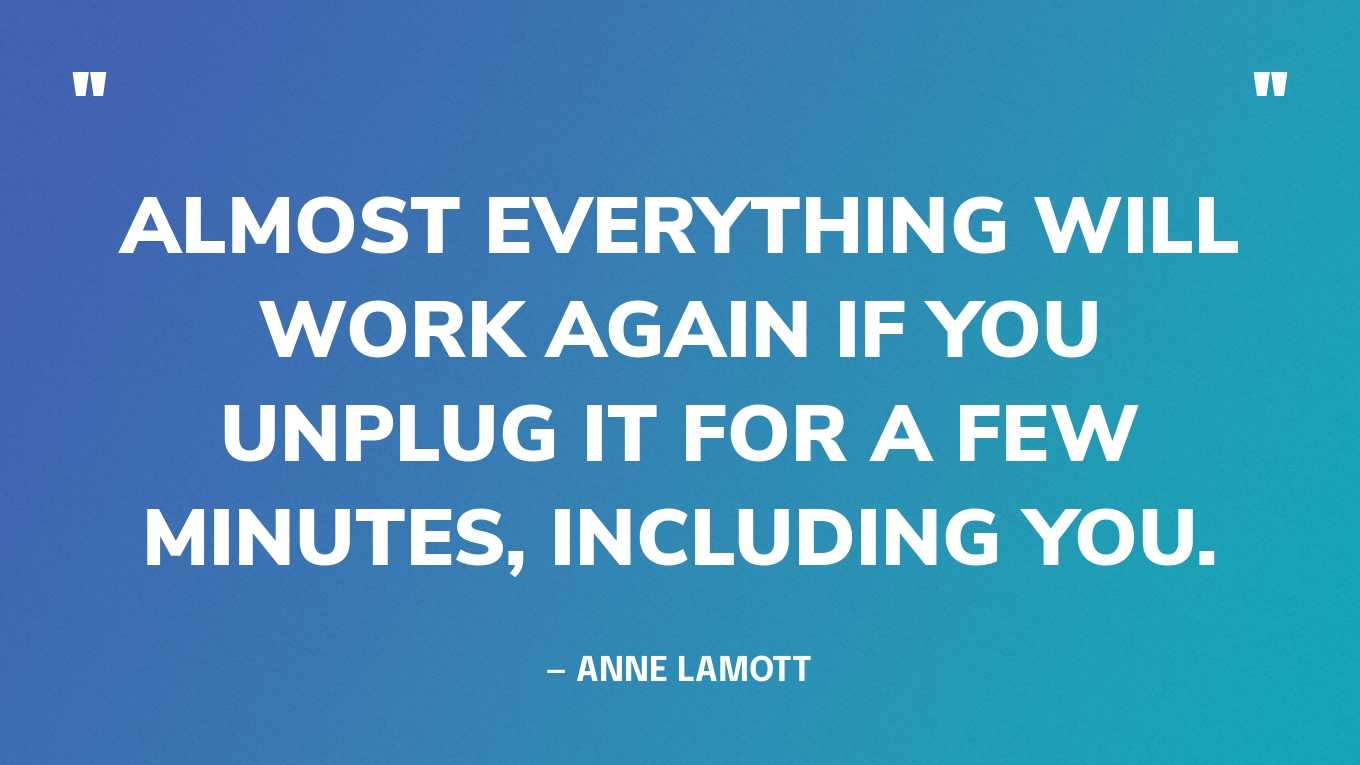 “Almost everything will work again if you unplug it for a few minutes, including you.” — Anne Lamott