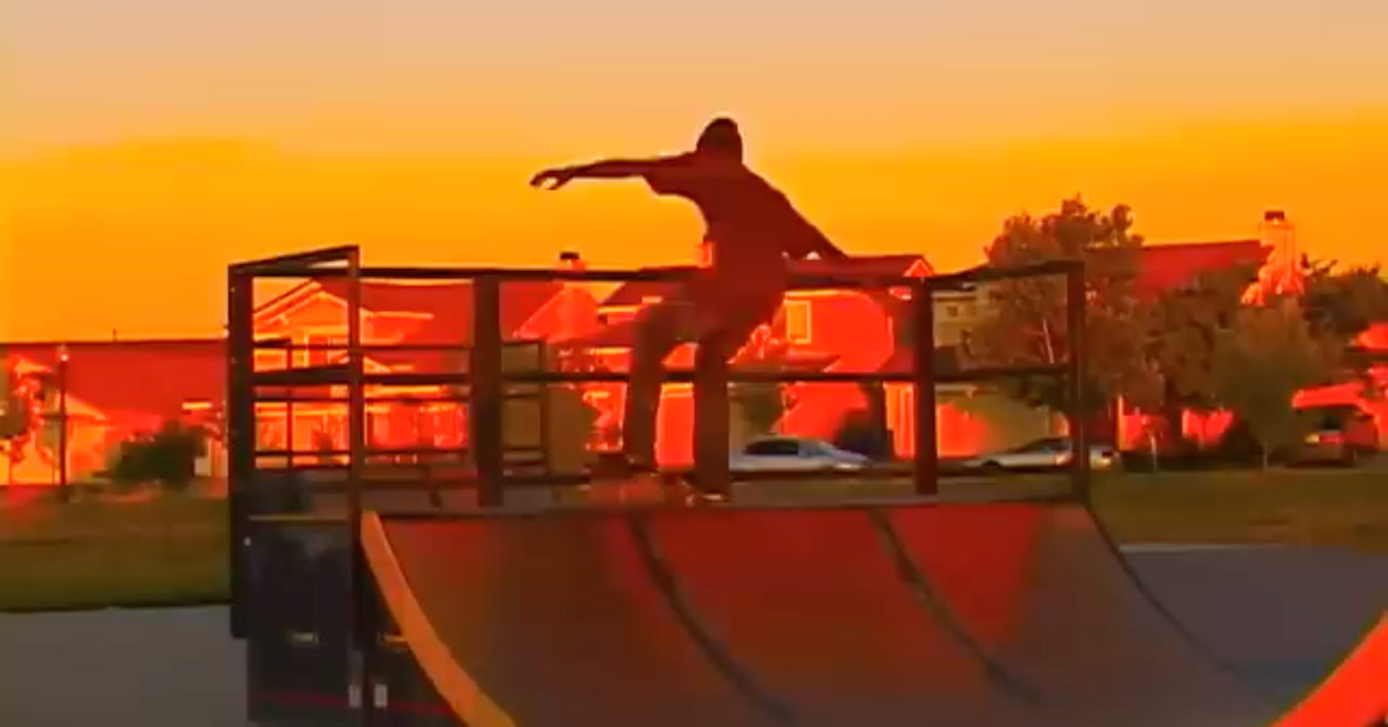 Tyre Nichols skateboarding at sunset
