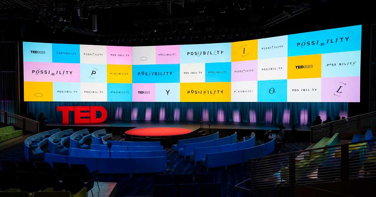 The stage design at TED 2023, with the theme 'Possibilities'