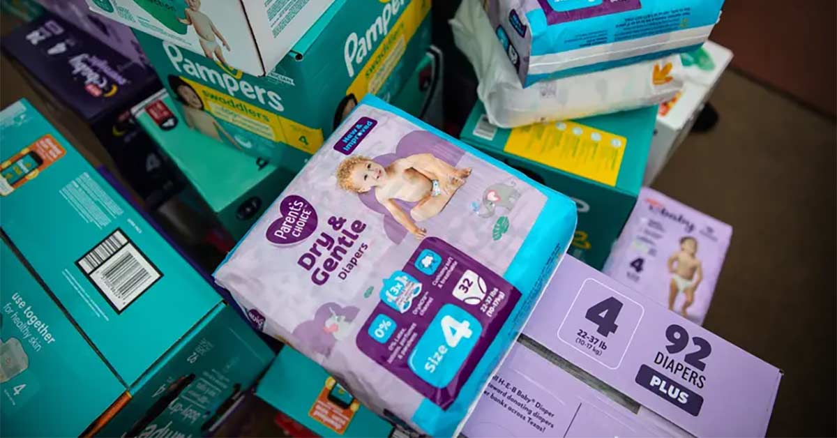 A pile of diapers boxes and packages 