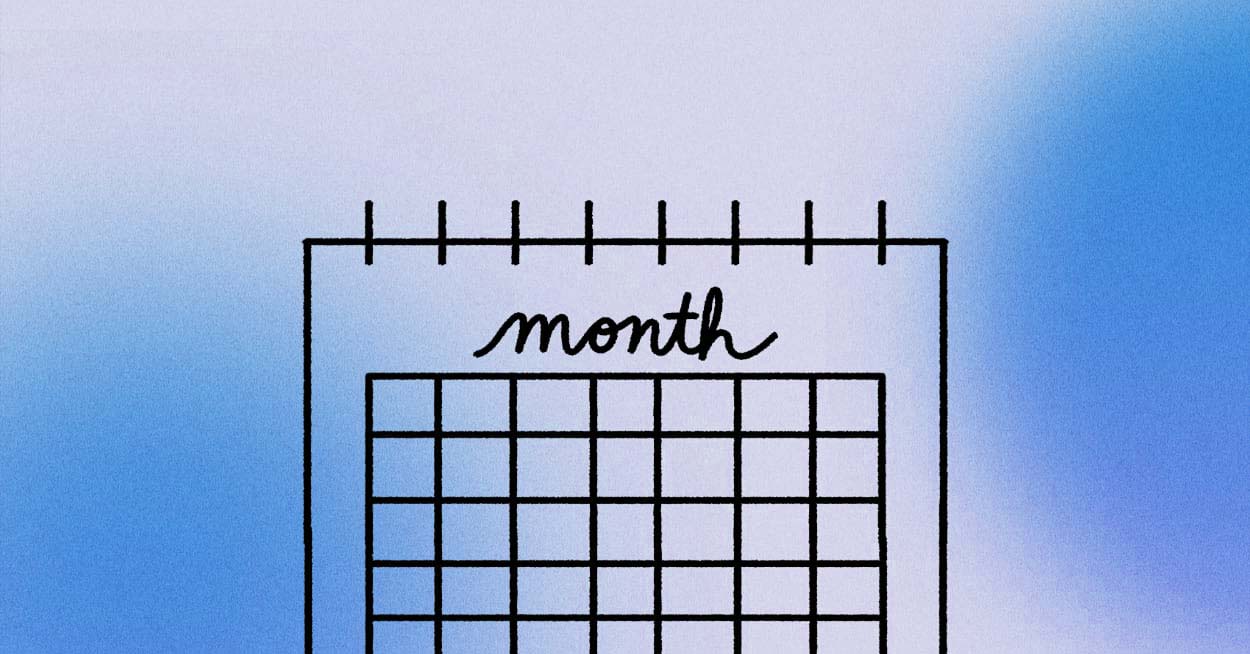 Month calendar on a blue background for healthcare recognition holidays