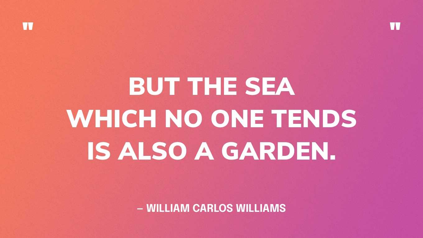 “But the seawhich no one tendsis also a garden.” — William Carlos Williams, Pictures from Brueghel and Other Poems