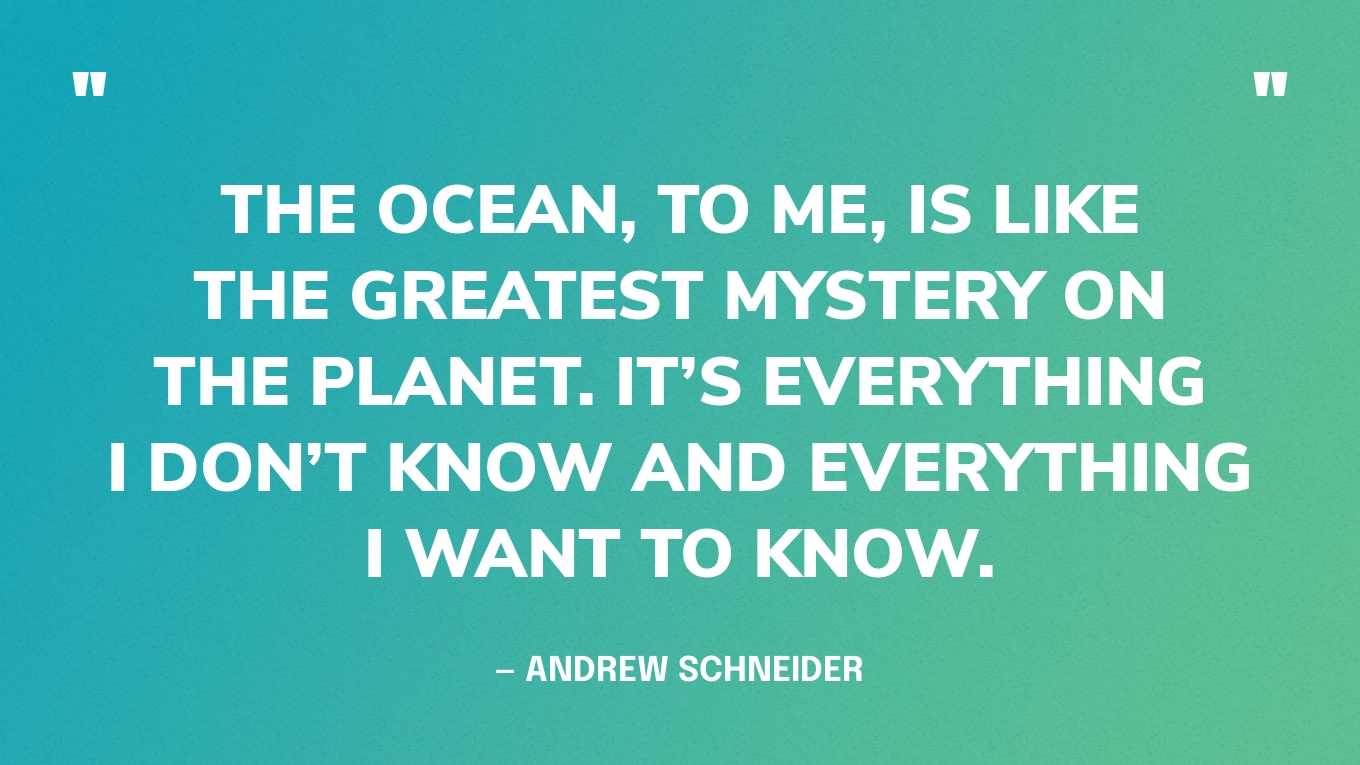“The ocean, to me, is like the greatest mystery on the planet. It’s everything I don’t know and everything I want to know.” — Andrew Schneider