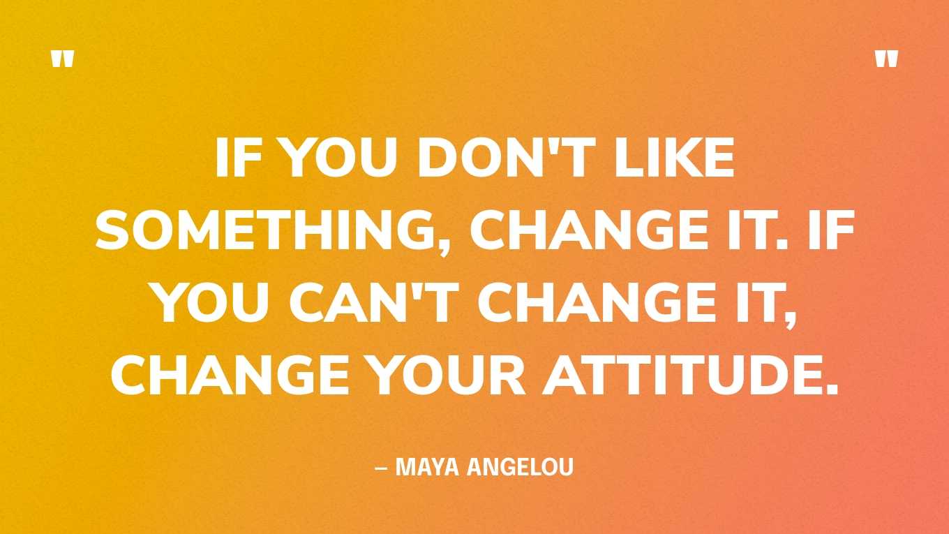 “If you don't like something, change it. If you can't change it, change your attitude.” — Maya Angelou