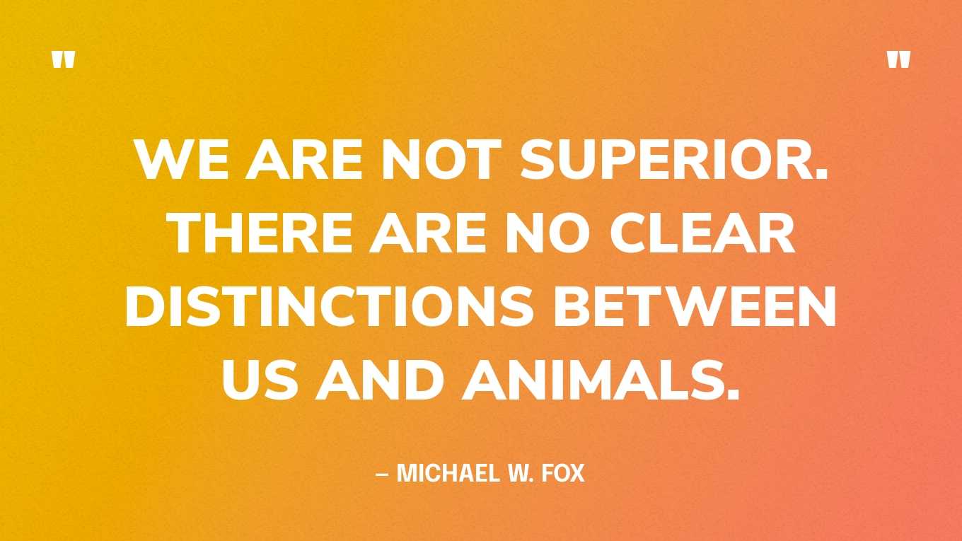“We are not superior. There are no clear distinctions between us and animals.” — Michael W. Fox