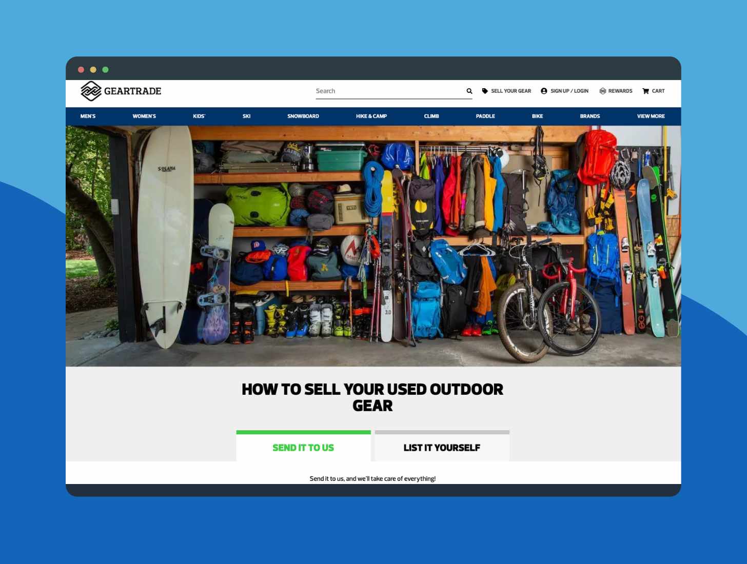 Geartrade Website: How To Sell Your Used Outdoor Gear: Send it to us. List it yourself.