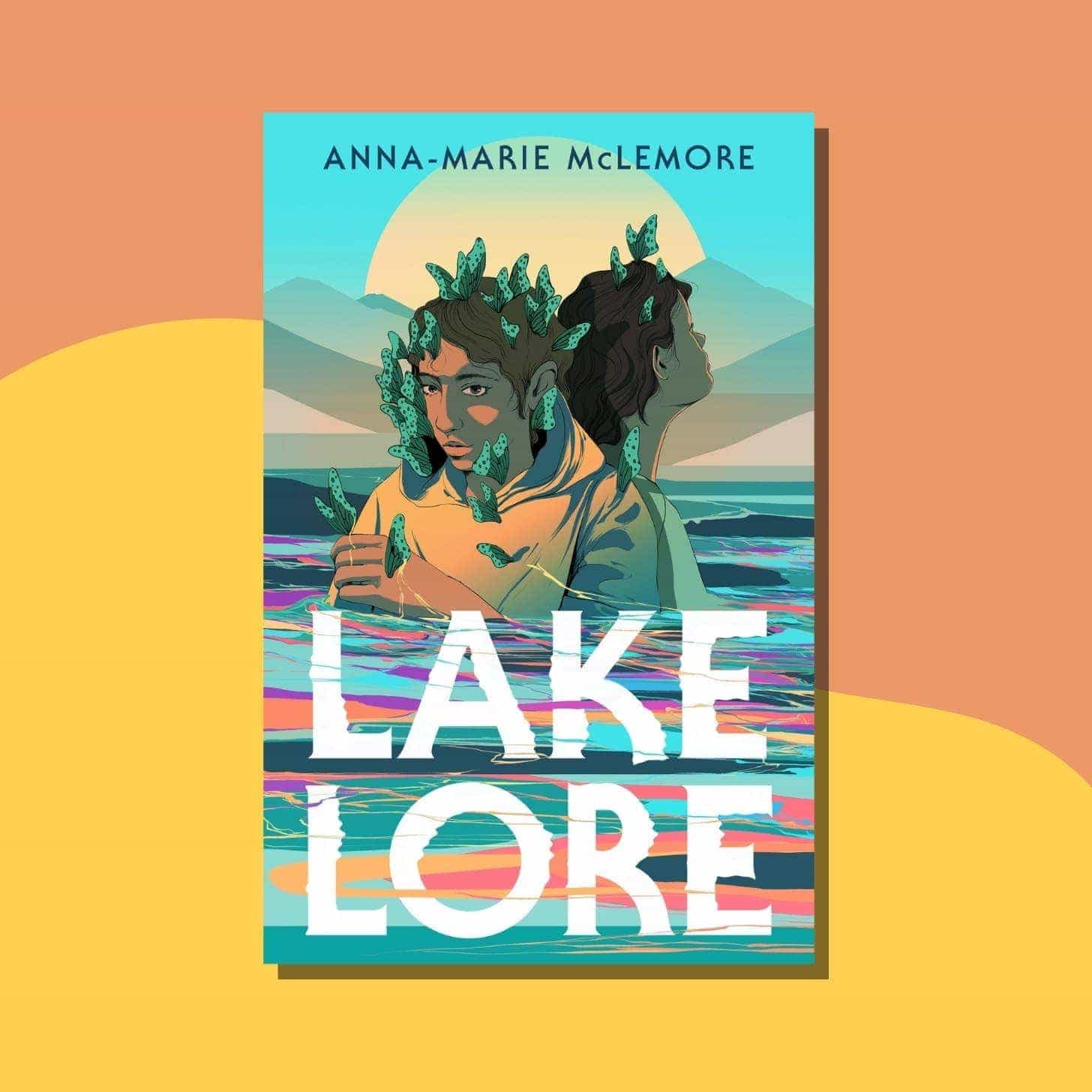 “Lakelore” by Anna-Marie McLemore - Cover has two characters with in the water with blue butterflies landing on them