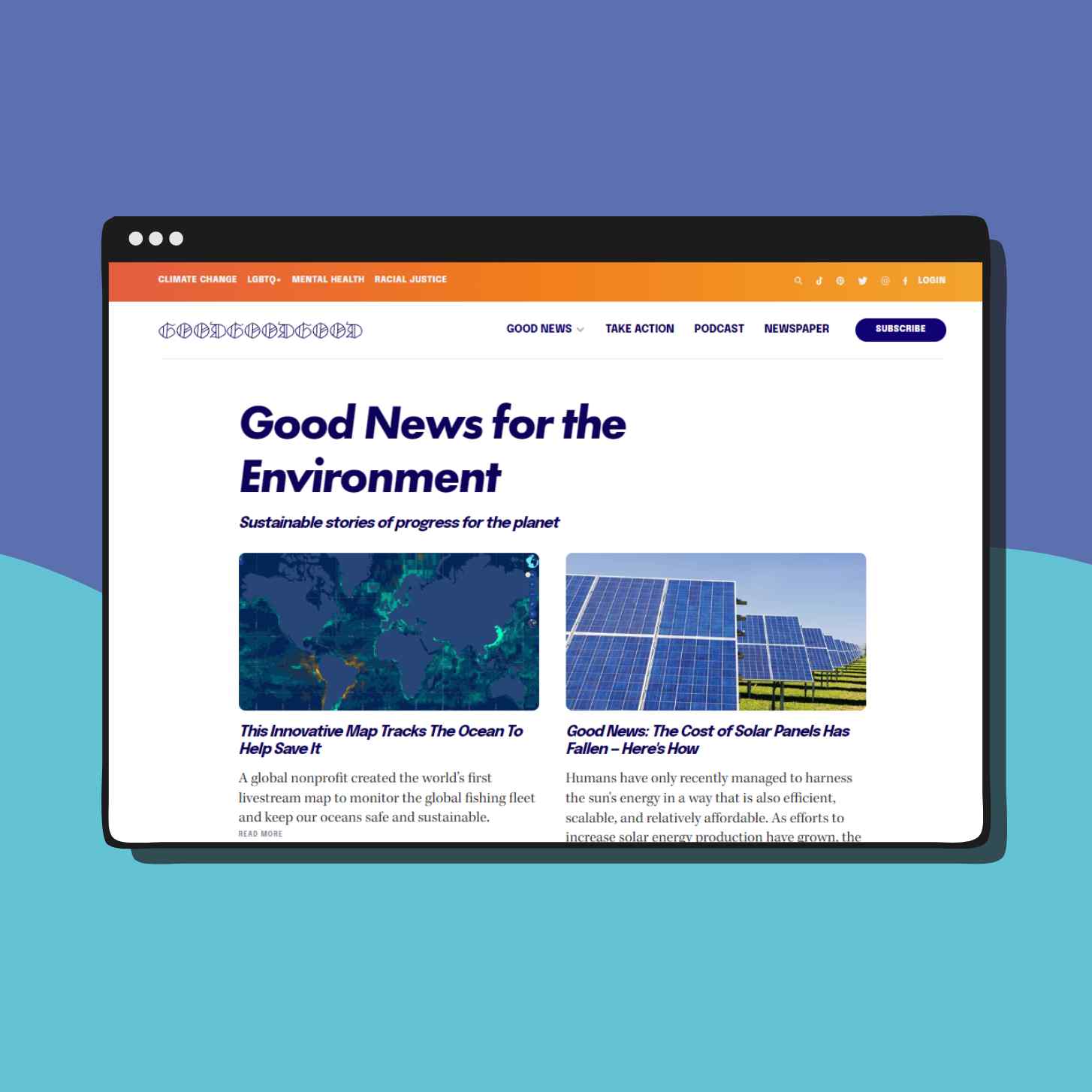 Webpage of GoodGoodGood Website Showing Their Latest Articles About Good News For The Environment