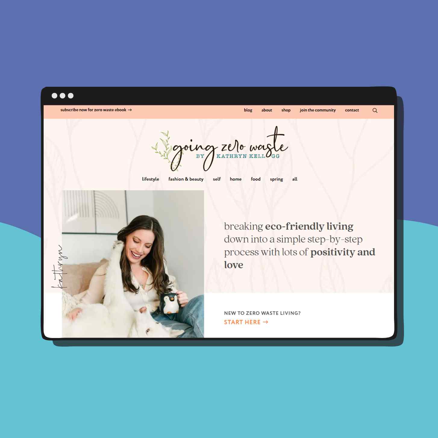 Homepage of Going Zero Waste Featuring Kathryn The Founder of Going Zero Waste Playing With Her Dog