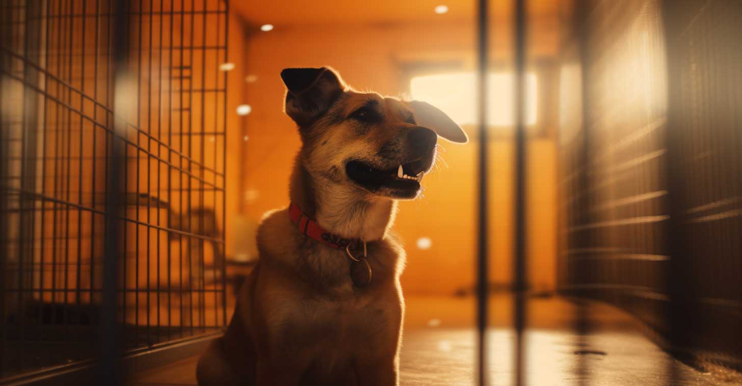 A smiling shelter dog
