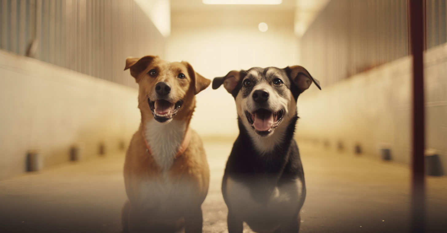 Two shelter dogs
