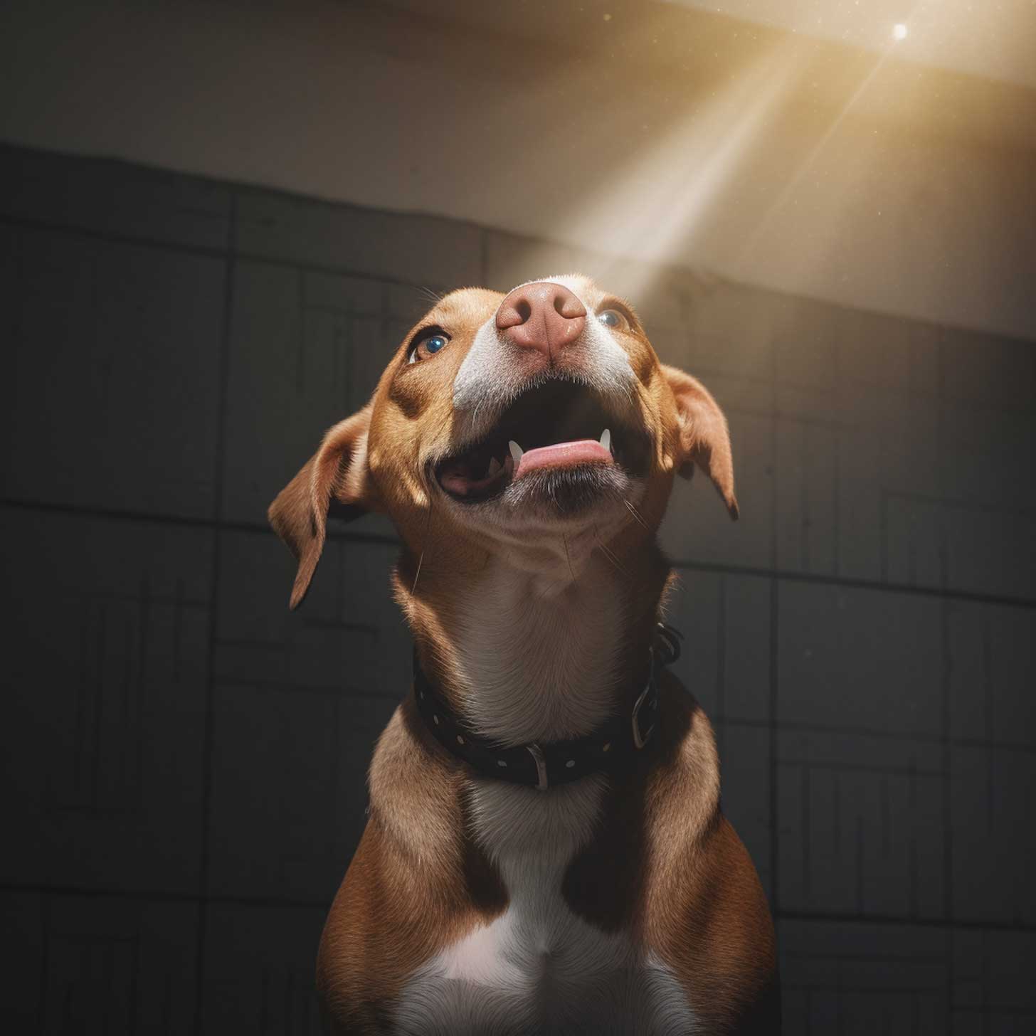 A smiling shelter dog