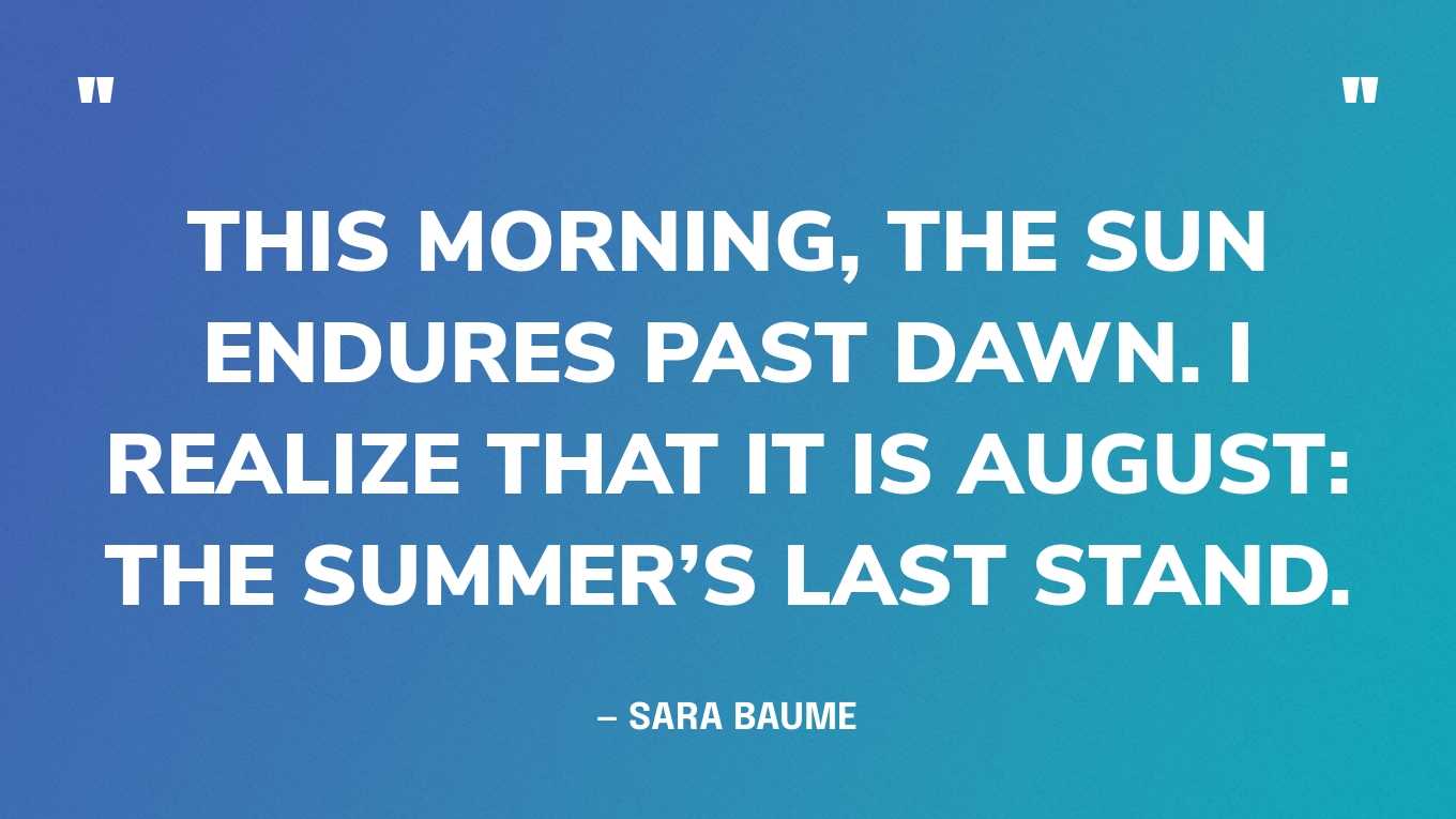 “This morning, the sun endures past dawn. I realize that it is August: the summer’s last stand.” — Sara Baume, A Line Made By Walking
