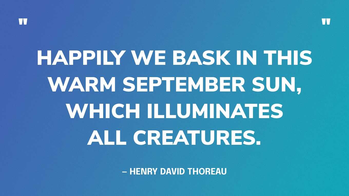 “Happily we bask in this warm September sun, which illuminates all creatures.” — Henry David Thoreau