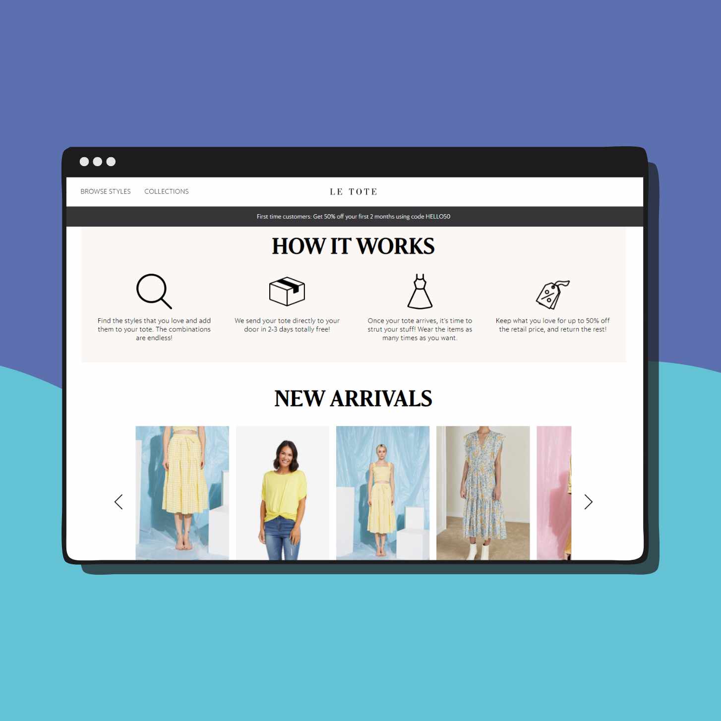 Le Lote's Homepage Showcasing Their New Arrivals and Explaining How The Website Works