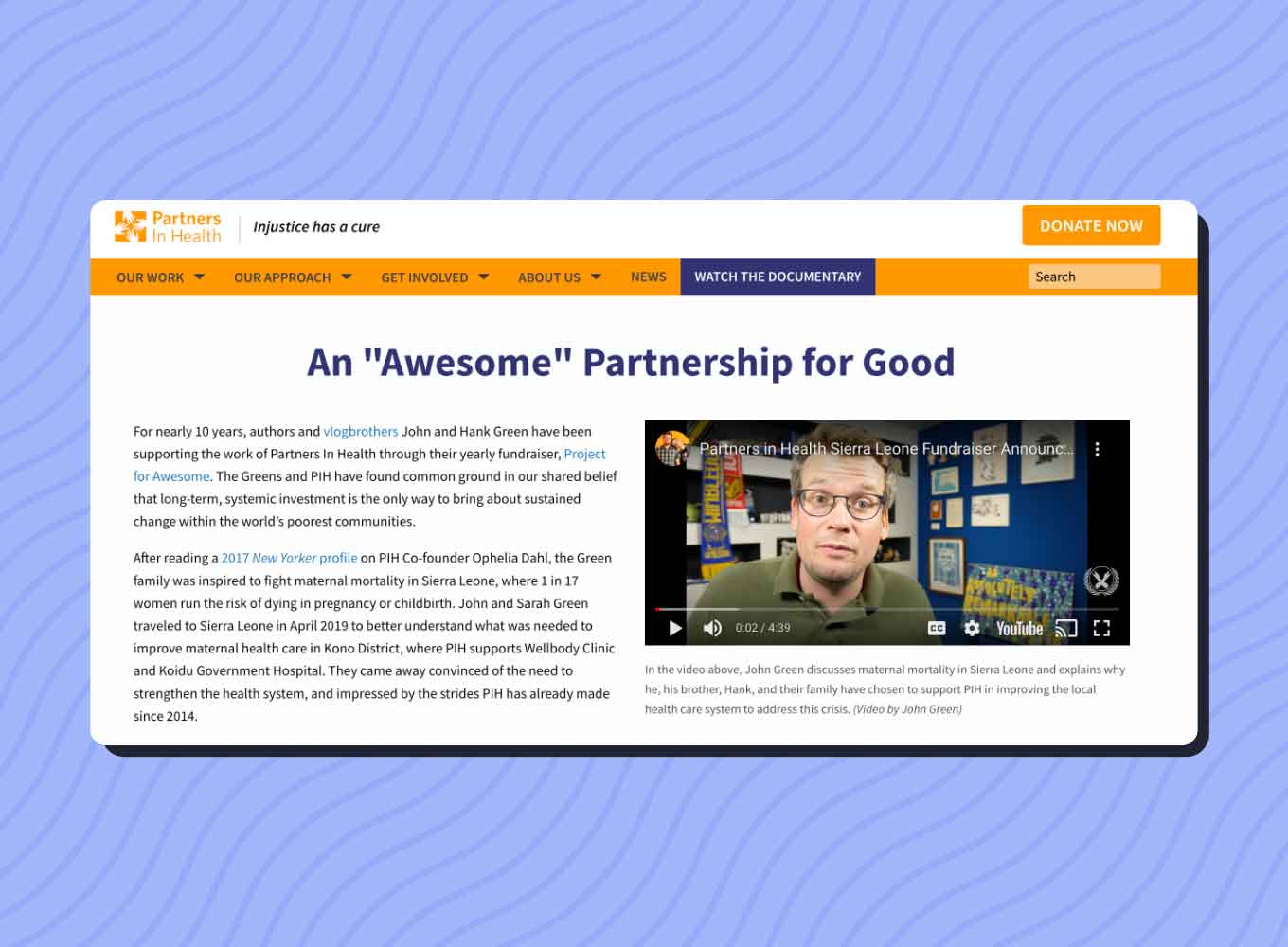 A screenshot of a webpage: "An 'Awesome' Partnership for Good"