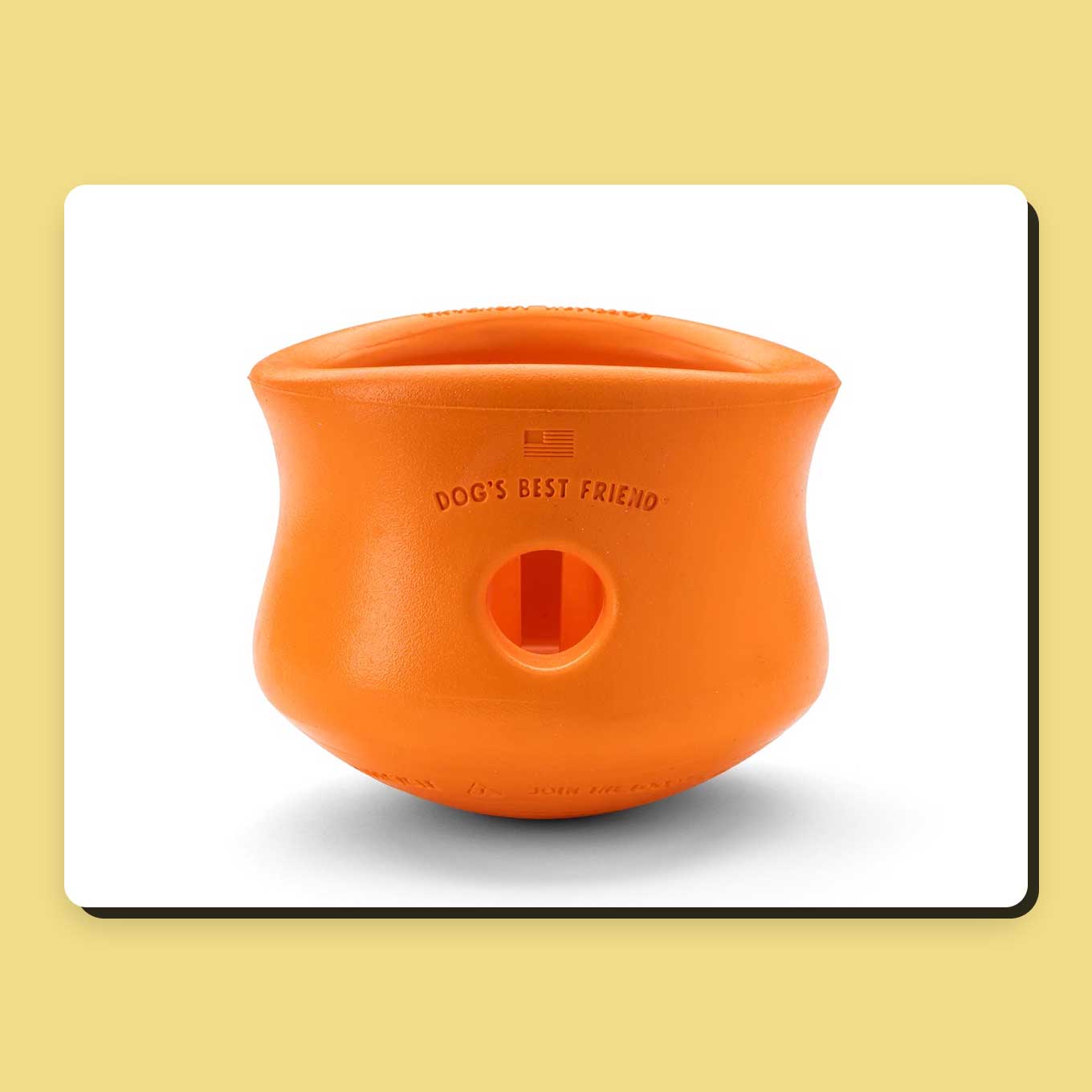 An orange rubber dog toy