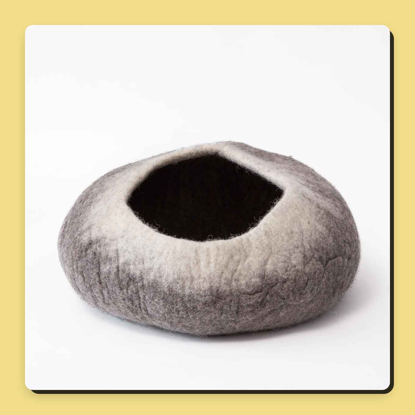 A gray wool cat cave