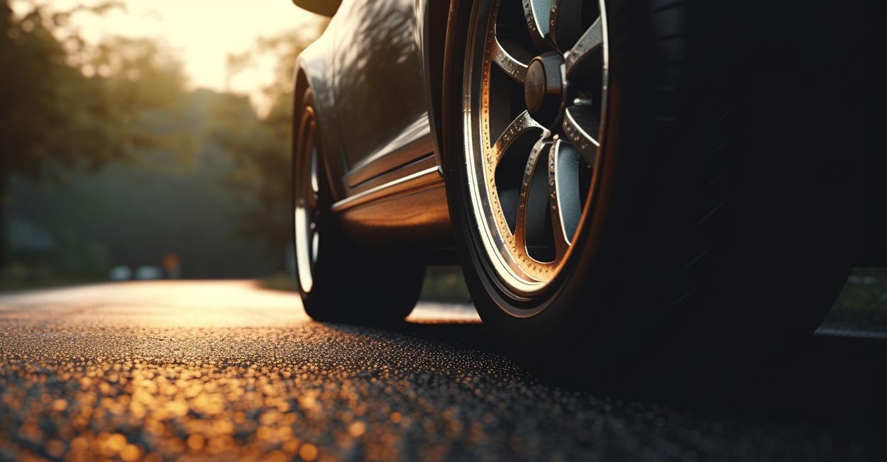 Closeup on car tires 