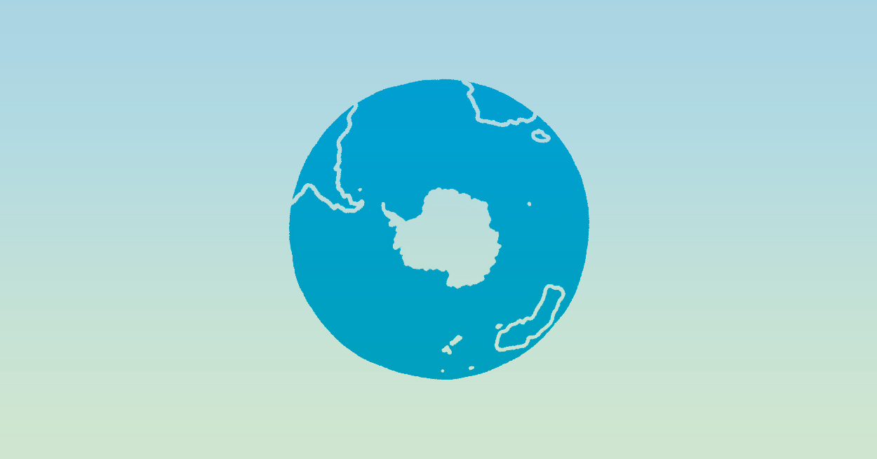 Illustration of Antarctica on globe