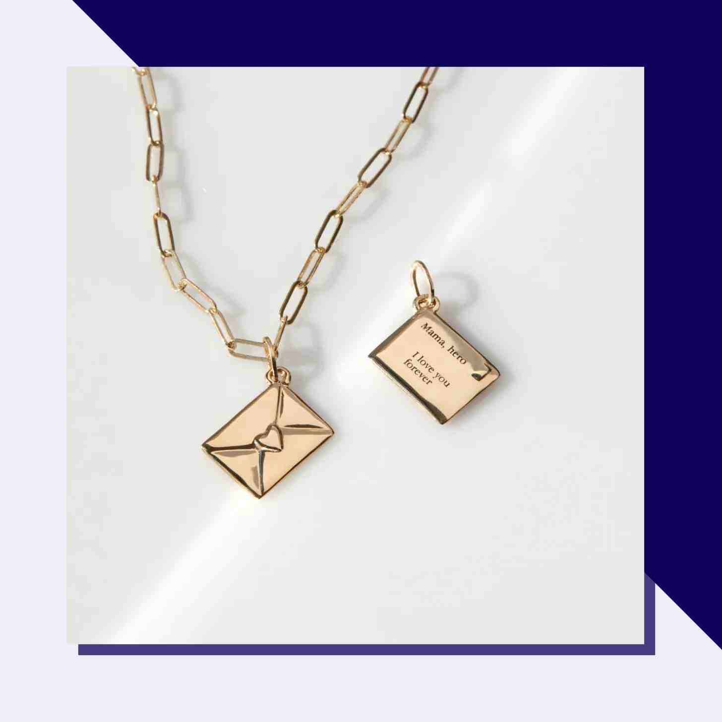 Two Cute Golden Letter Necklaces With I love you Engraved On it