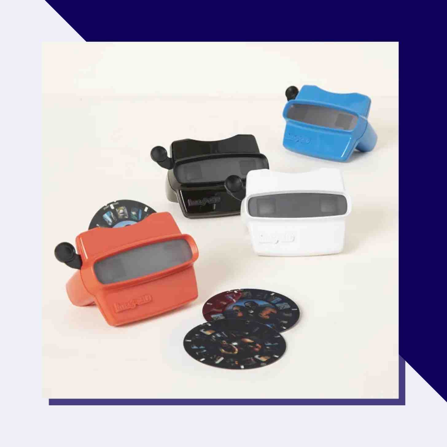 Four Fun Colored Viewfinders And Reels With Custom Photos On Them