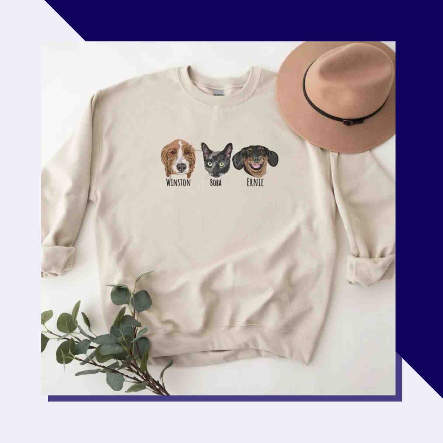 A Custom Made Sweatshirt With Your Animal Friends Embroidered On It