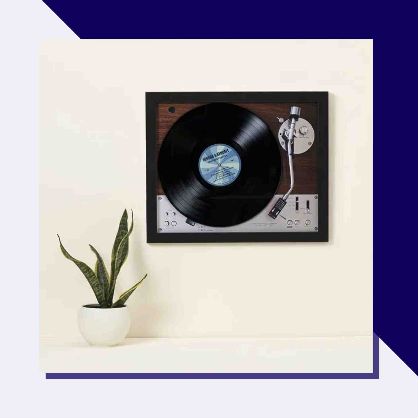 A Real Upcycled Vinyl Artwork Hanged On A Wall