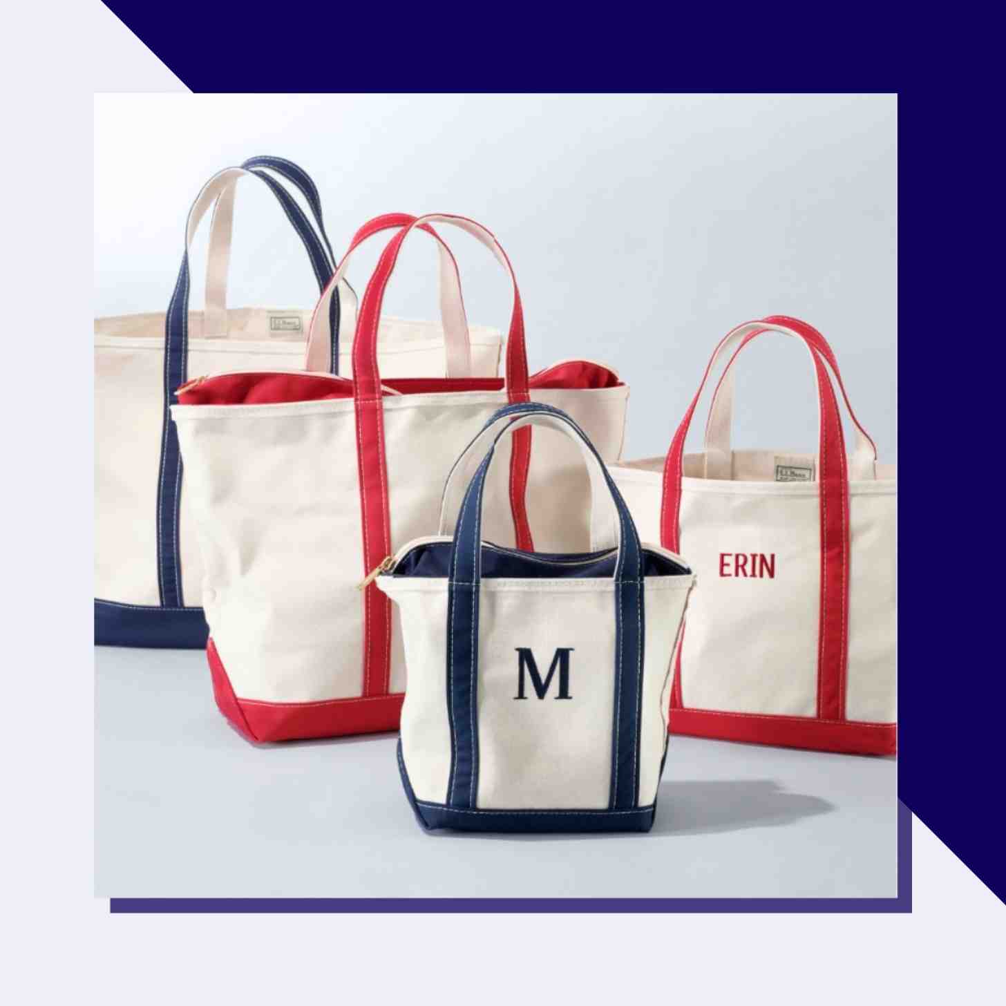 Boat & Tote Embroidered Bags With Initials And Names
