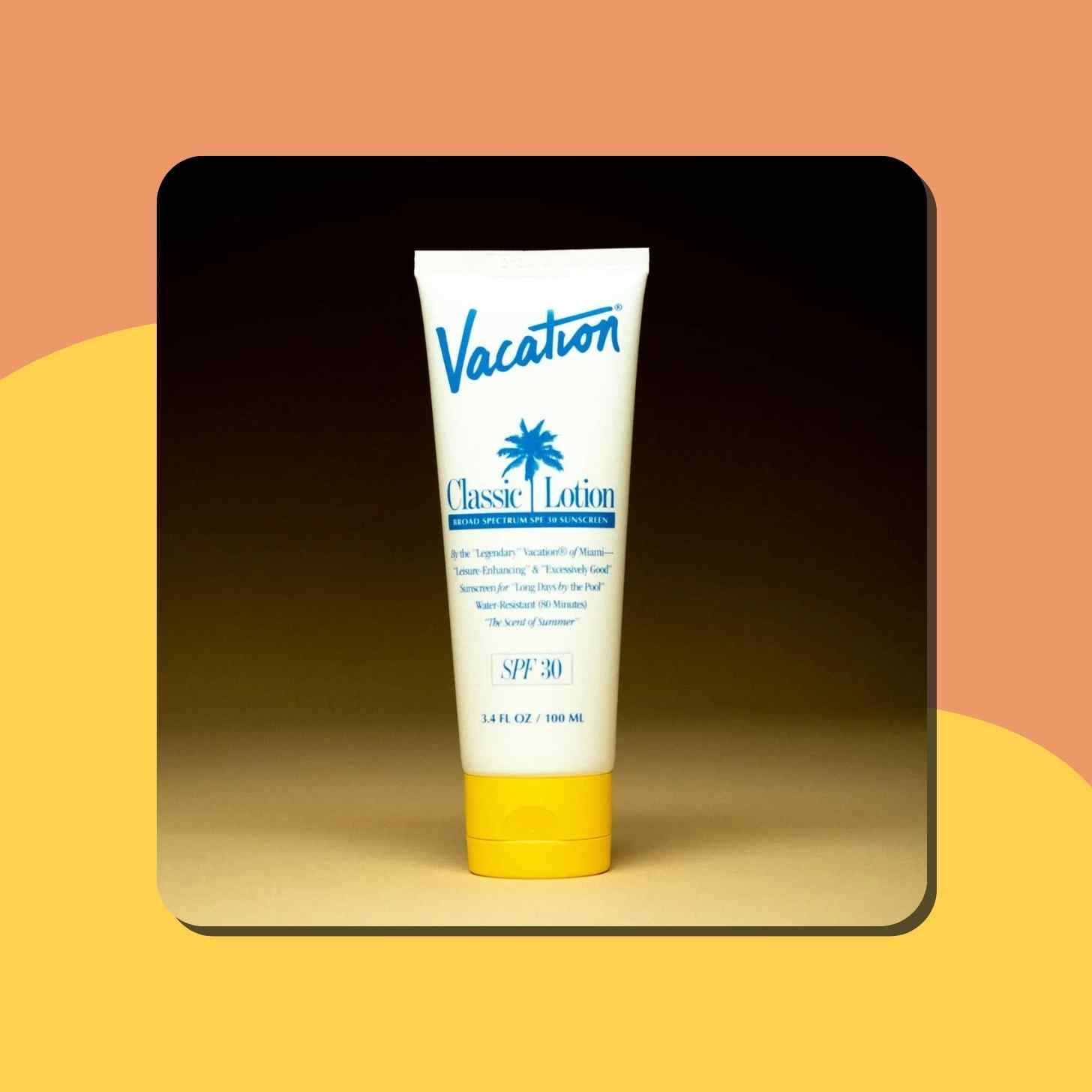 A Of "Vacation". A Classic Vacation Suncreen Lotion.