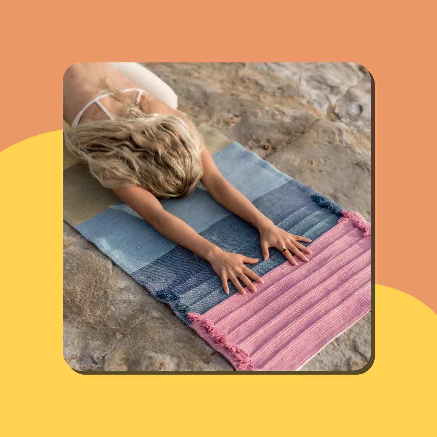 A Person Using A Oko Living Yoga Rug On A Beach