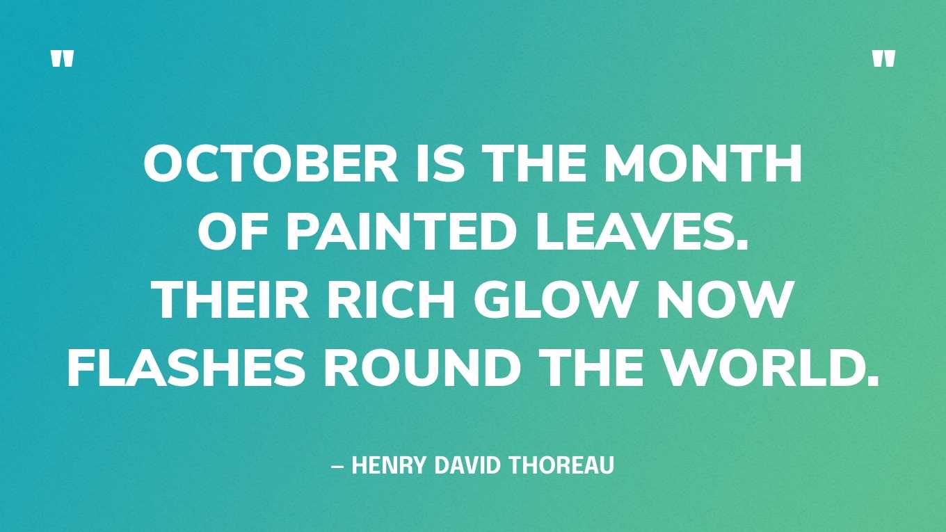 “October is the month of painted leaves.Their rich glow now flashes round the world.” — Henry David Thoreau, Autumnal Tints