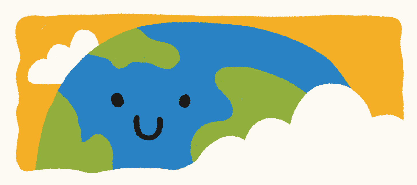 A smiling, colorful planet earth